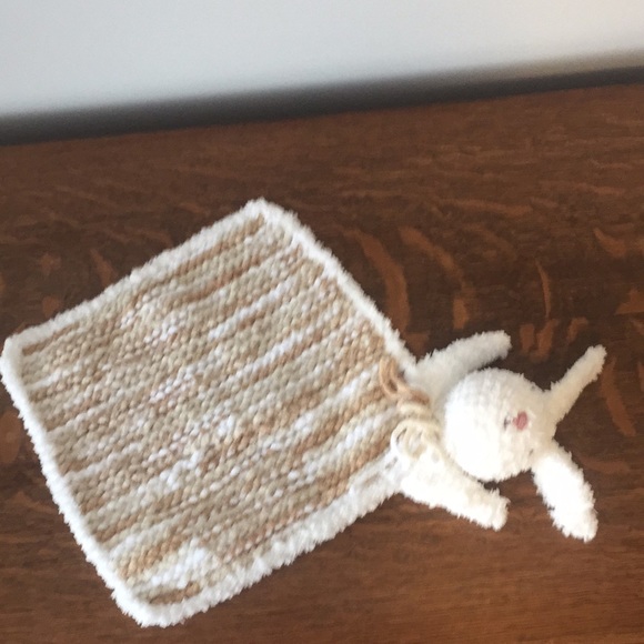Handmade Knitted Baby Bunny Lovey Security Blanket - Picture 4 of 5